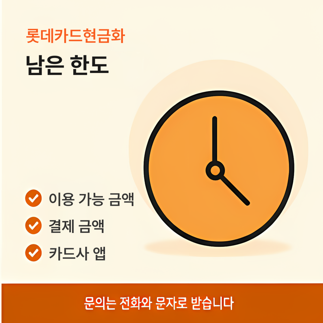다음머니 롯데카드현금화 남은 한도 안내